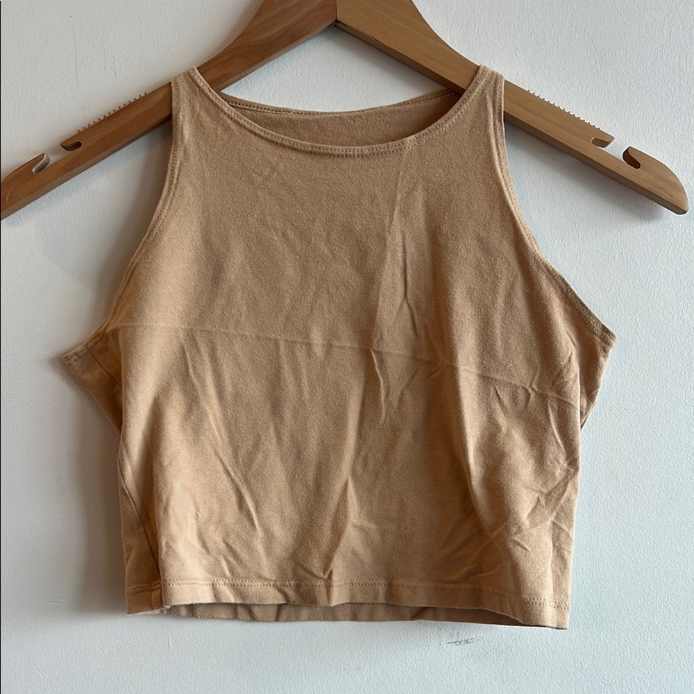 American Apparel Tan Boxy Crop Tank Top